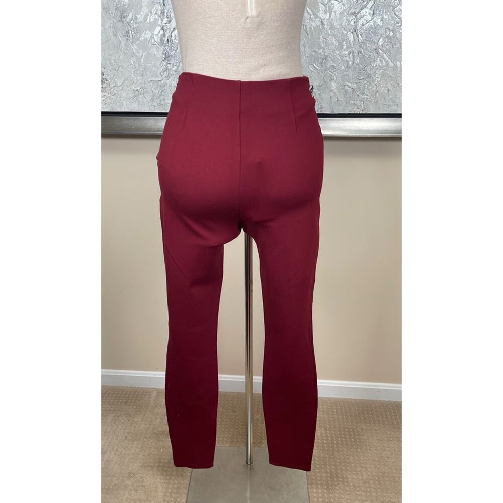 AREA Chain Plate Belt High Waist Pintuck Burgundy Red Legging Size Small - Picture 5 of 7